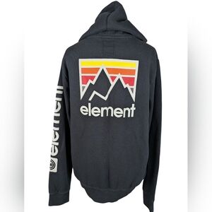 Element Black Skate Inspired Streetwear Hoodie with Logo Print Unisex